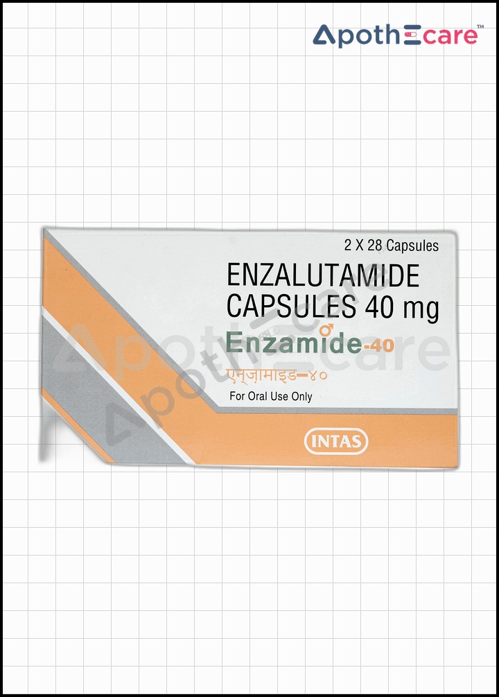 Enzamide 40mg strip, a medication for treating prostate cancer.