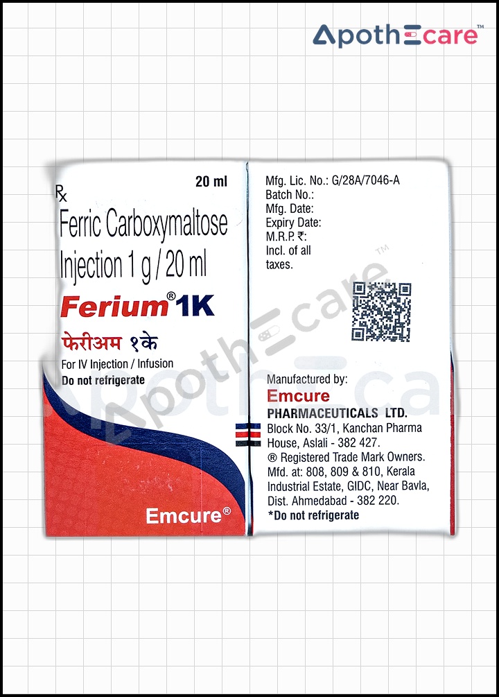 Ferium 1K Injection, used for treating iron deficiency.