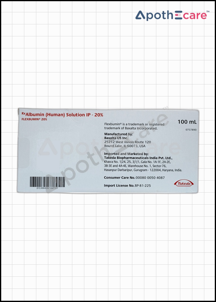Flexbumin 20/100ml, used in immune system support.