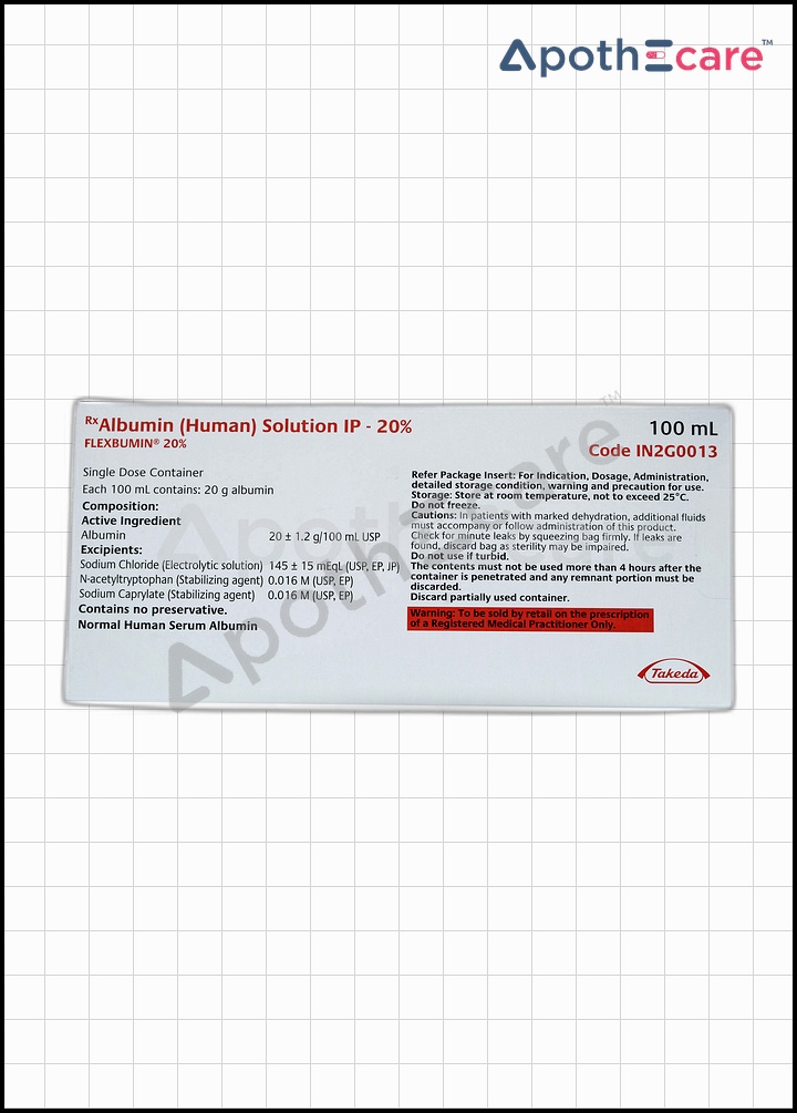 Flexbumin 20/100ml, used in immune system support.