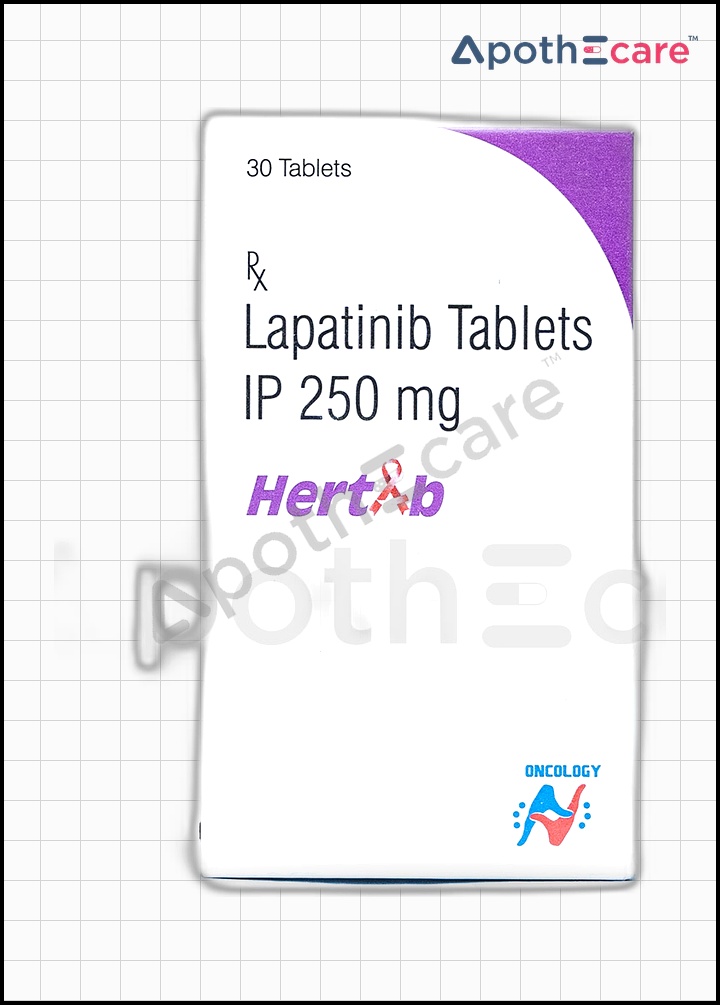 Hertab 250mg pack of 30, used for cancer treatment.