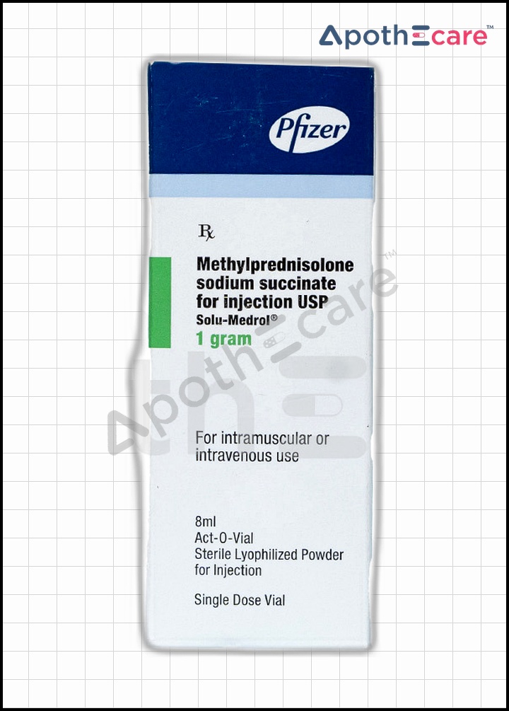 Solumedrol 1gm Injection, a corticosteroid used for inflammation.