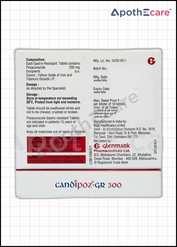 Candipoz GR 300mg Tablet, used to treat fungal infections.