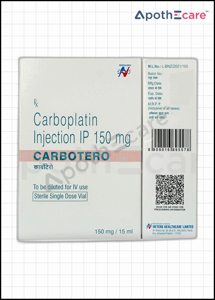 Carbotero 150mg vial, used in chemotherapy treatments.
