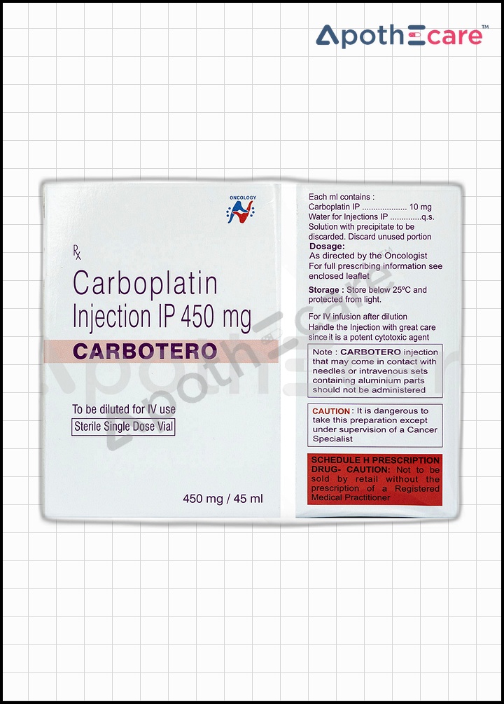 Carbotero 450mg vial, used in chemotherapy treatments.