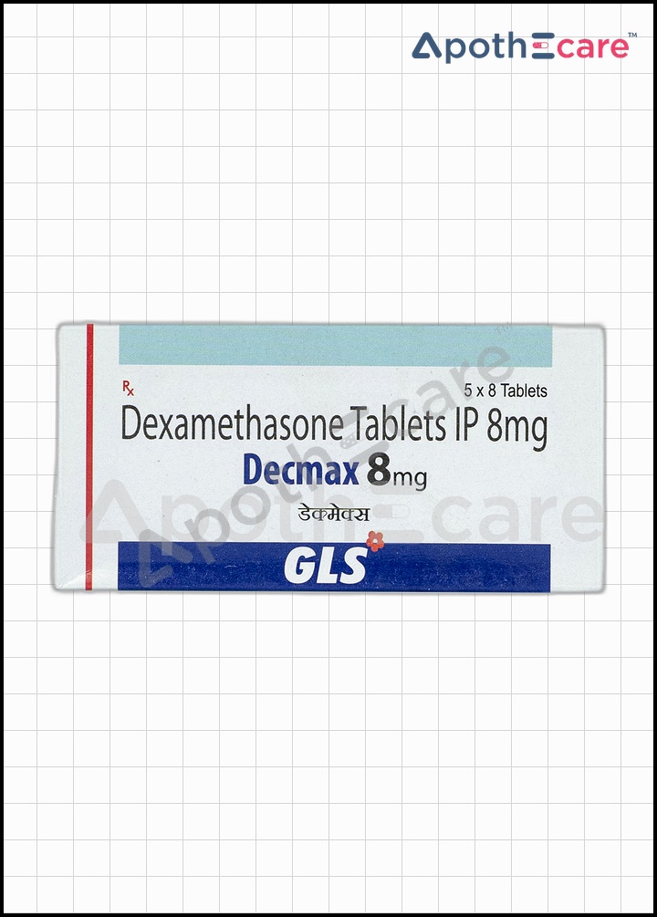 Decmax 8mg tablet pack of 8, used in cancer treatments.