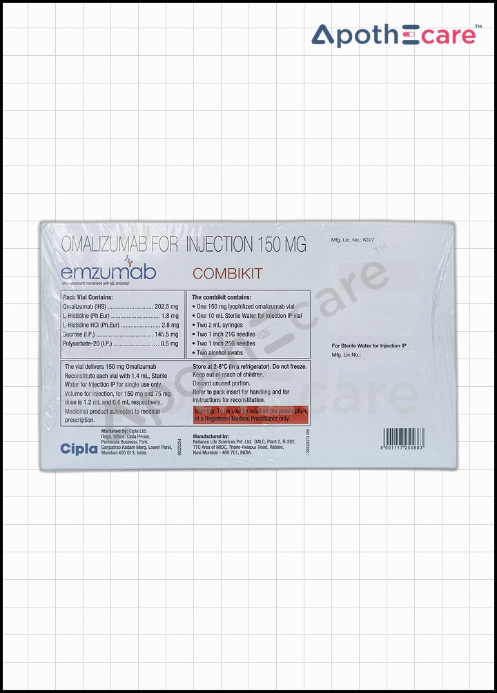 Emzumab 150mg Injection, a monoclonal antibody used in cancer treatment.