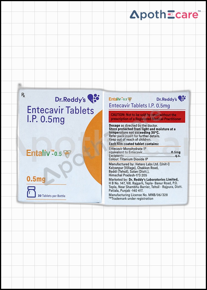 Entaliv 0.5mg Tablet, used in the treatment of hepatitis B.