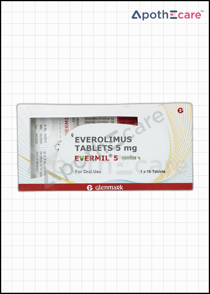 Evermil 5mg tablet pack of 110, It is mostly used to treat cancer as well as other illnesses.