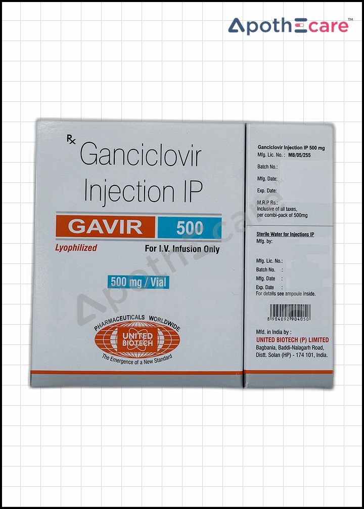 Gavir 500mg injection vial, used in HIV treatment.
