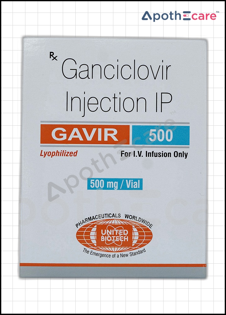 Gavir 500mg injection vial, used in HIV treatment.