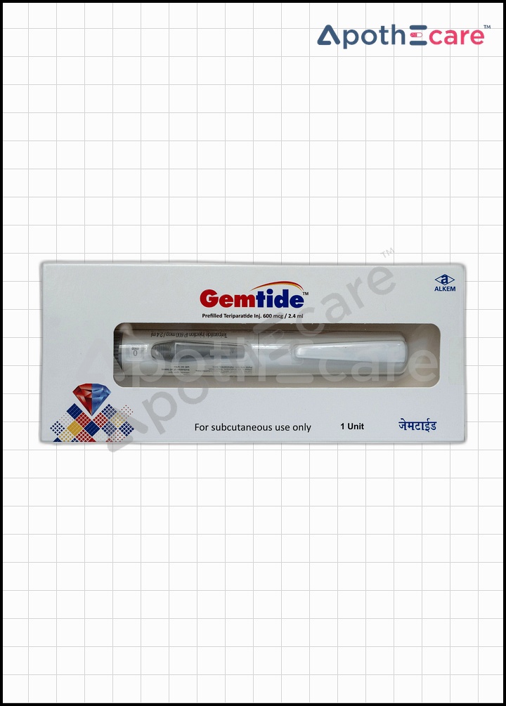 Gemtide 600mcg Injection, a medication to treat men and postmenopausal women who have severe osteoporosis