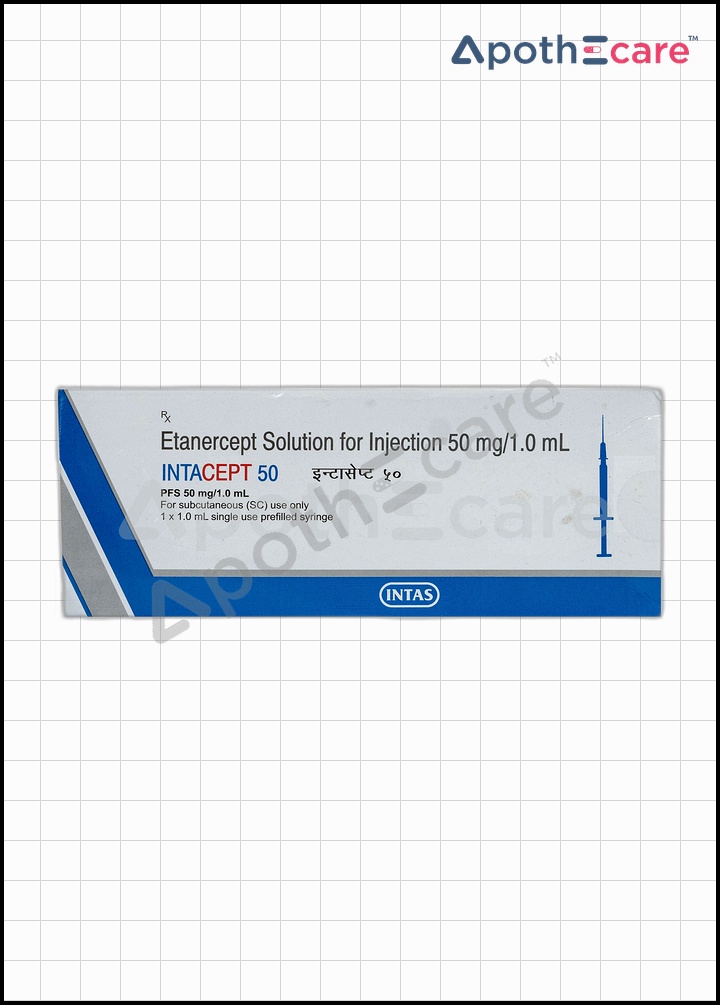 Intacept 50mg Injection, a medication used for autoimmune diseases and inflammation management.