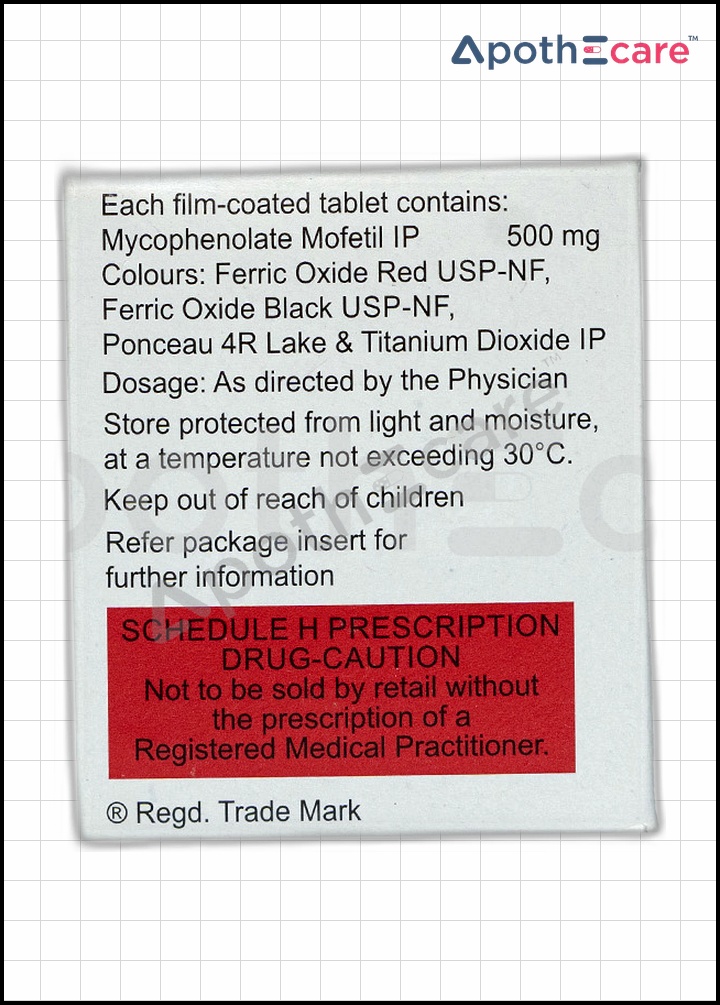 Ipca MMF 500mg Tablet, a medication for immune system diseases and prevention.