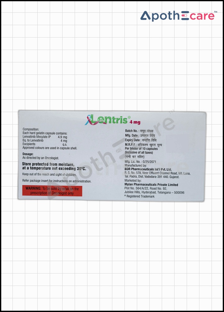 Lentris 4mg Capsule, a drug used for cancer therapy.