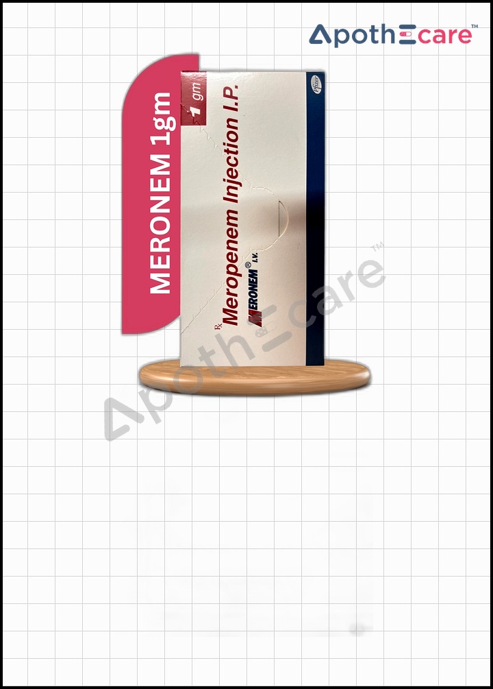 Meronem 1gm Injection, used to treat severe bacterial infections.