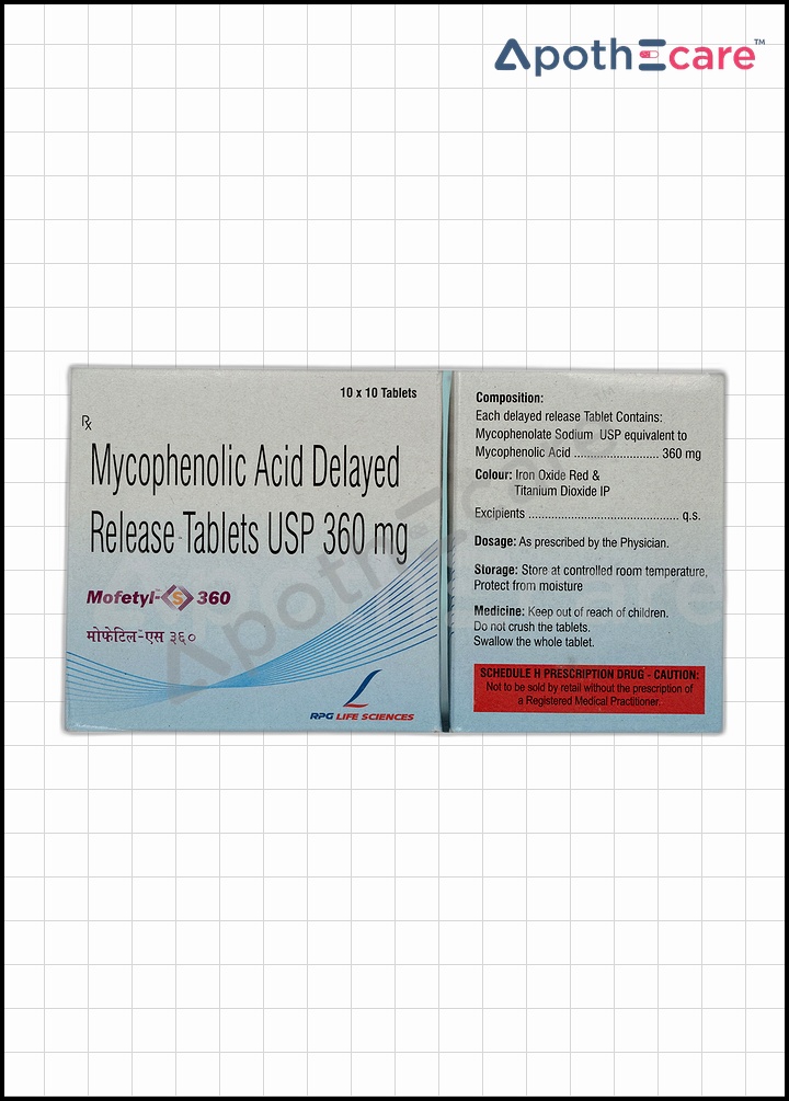 Mofetyl S 360mg tablet pack of 10, used in organ transplant therapy.