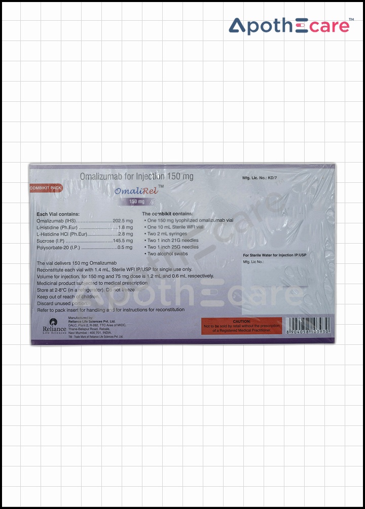 Omalirel 150mg pack of 1,used to treat the symptoms of asthma