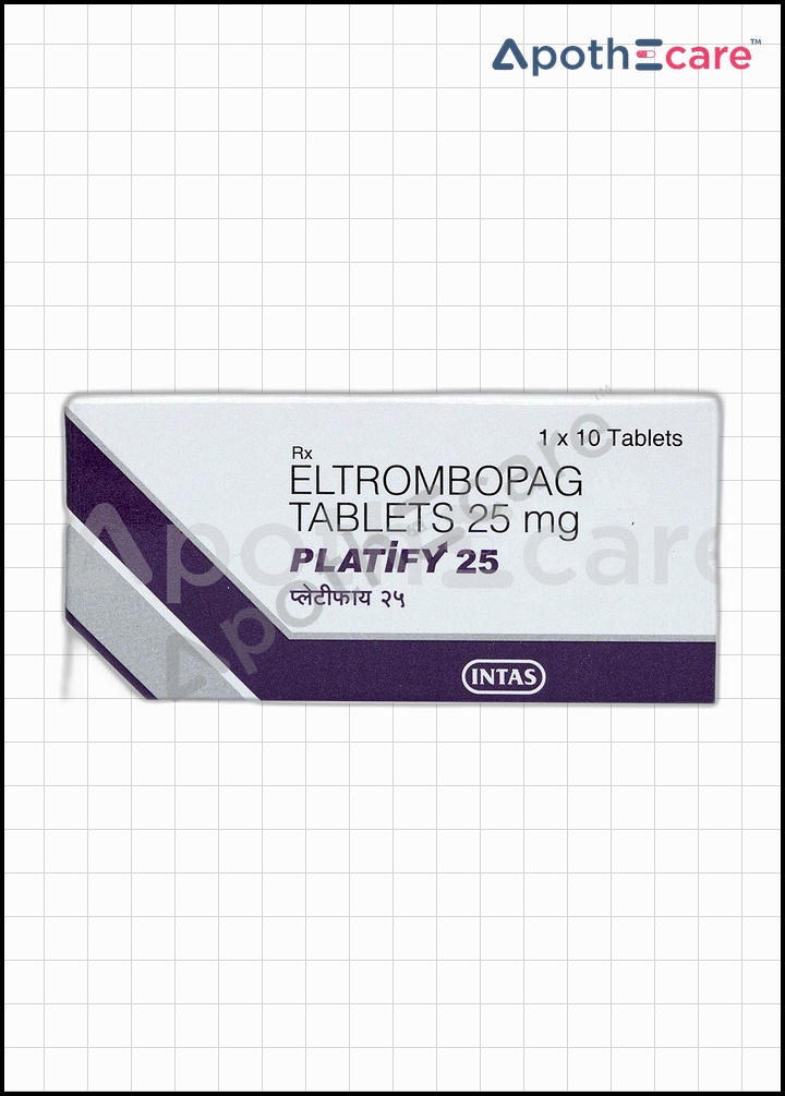 Platify 25mg Tablet, is used to treat low platelet counts in certain conditions, such as chronic immune thrombocytopenia.