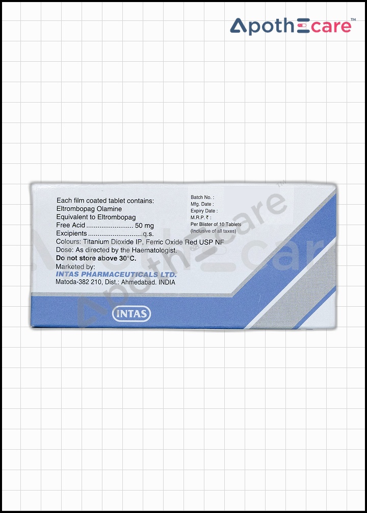 Platify 50mg Tablet, is used to treat low platelet counts in certain conditions, such as chronic immune thrombocytopenia.