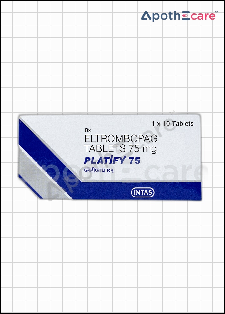 Platify 75mg Tablet, is used to treat low platelet counts in certain conditions, such as chronic immune thrombocytopenia.