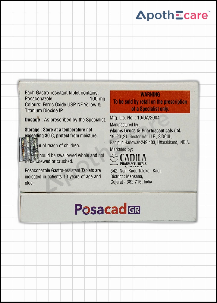 Posacad GR 100mg Tablet, a drug used to treat fungal infections.