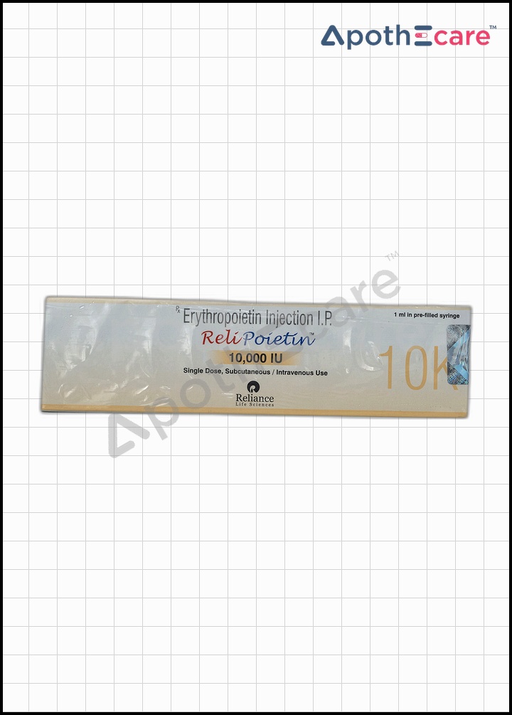 Relipoietin 10000IU Injection, is used to treat anemia from HIV treatment, cancer chemotherapy