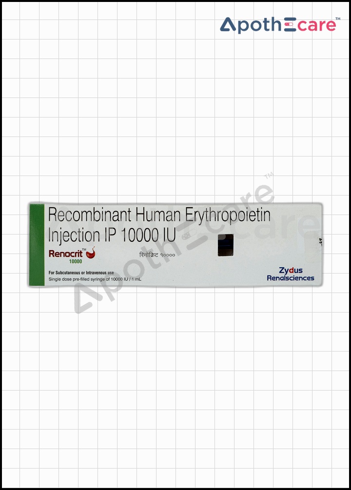 Renocrit 10000IU Injection, is used to treat anemia from HIV treatment, cancer chemotherapy