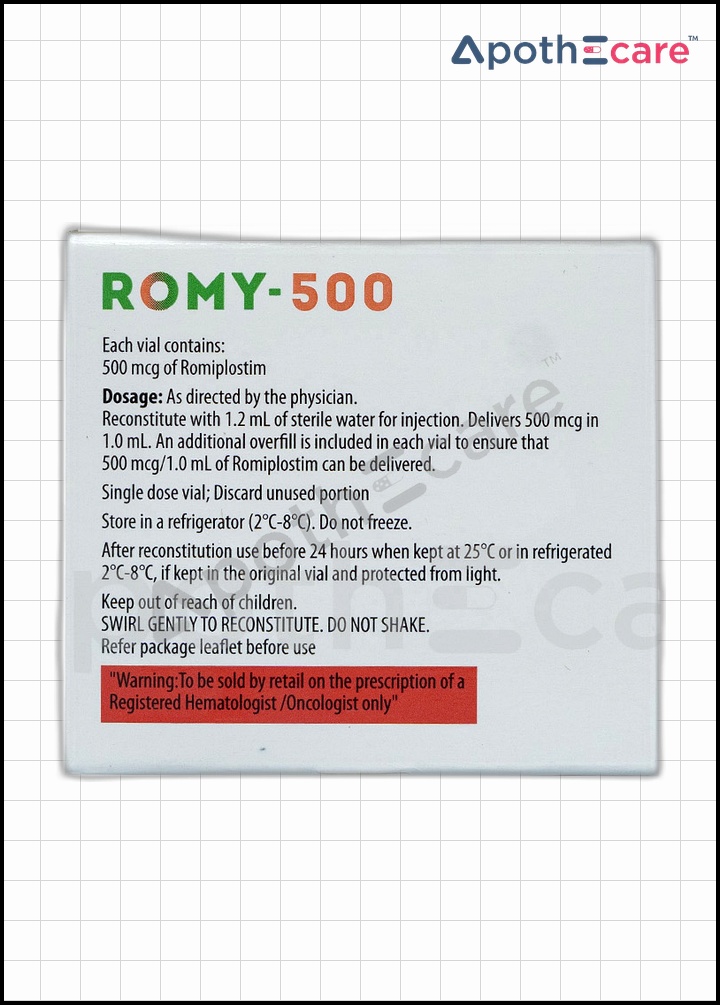 Romy 500mcg Injection, used primarily to treat thrombocytopenia.