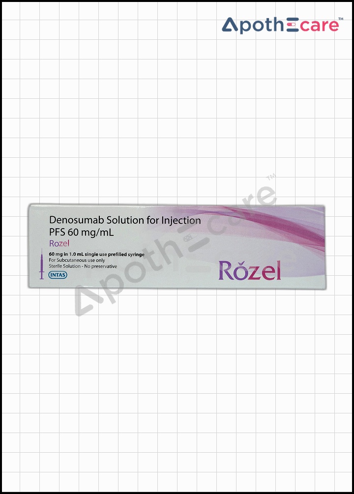 Rozel 60mg Injection, a monoclonal antibody used primarily in the treatment of bone-related conditions.