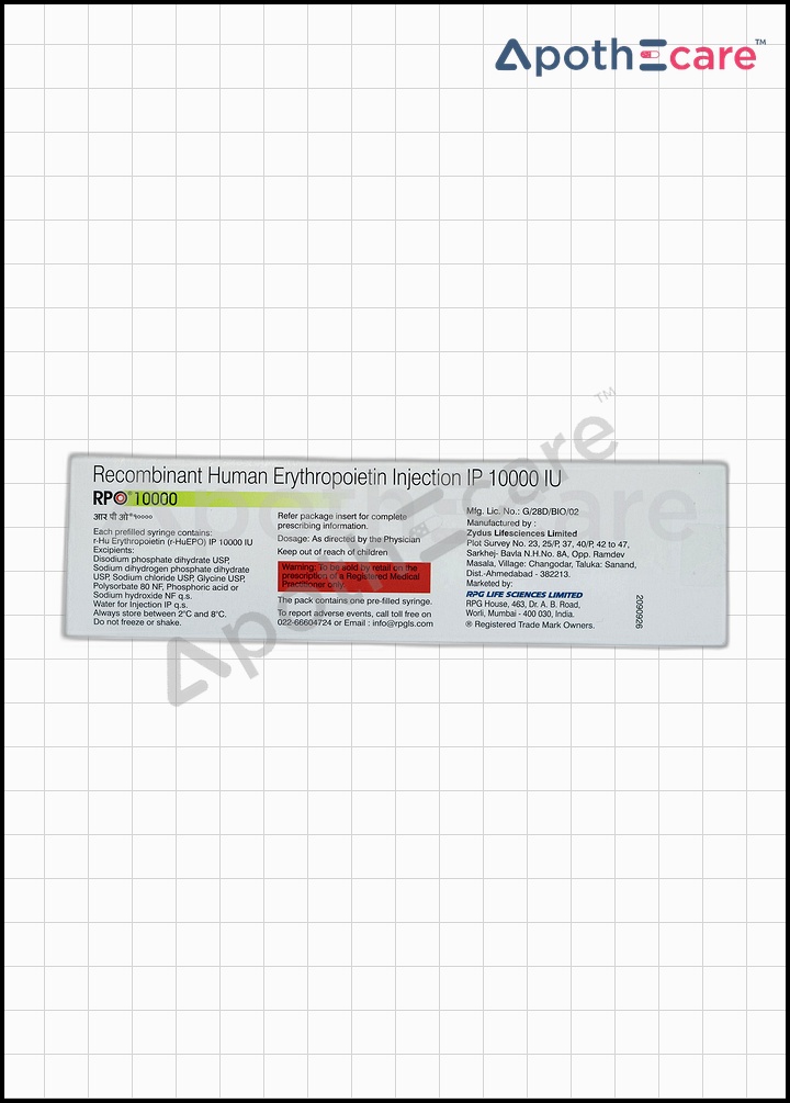 Rpo 10000 IU Injection, It primarily serves to treat anemia