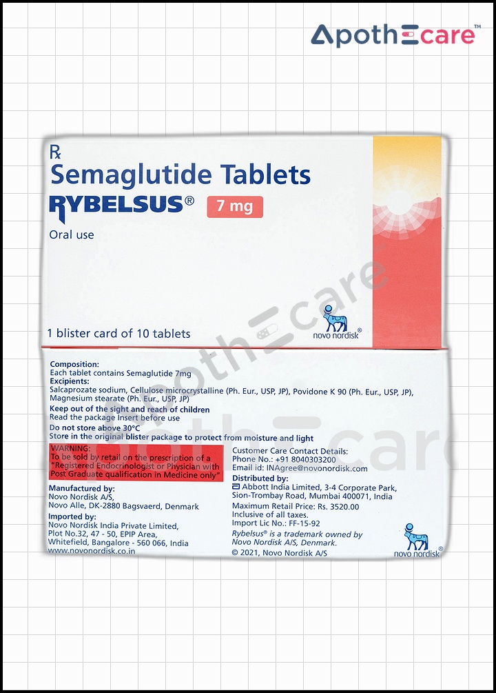 Rybelsus 7mg tablet, used for managing type 2 diabetes.
