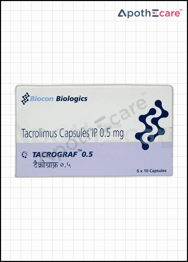 Tacrograf 0.5mg capsule, used for organ transplant therapy.