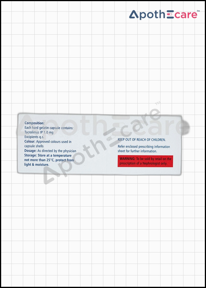 Tacrograf 1.0mg capsule, used for organ transplant therapy.