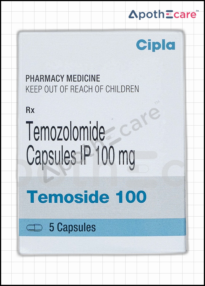 Temoside 100mg Capsule, used primarily to treat certain types of brain cancers.