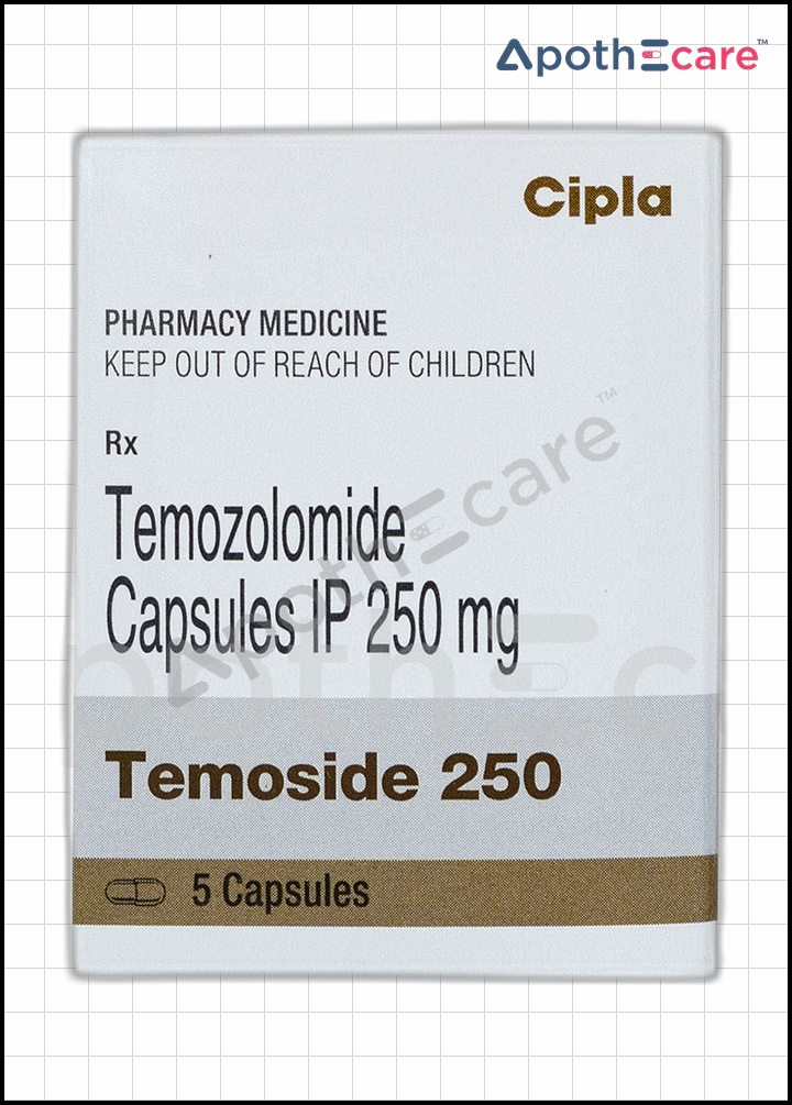 Temoside 250mg Capsule, used primarily to treat certain types of brain cancers.
