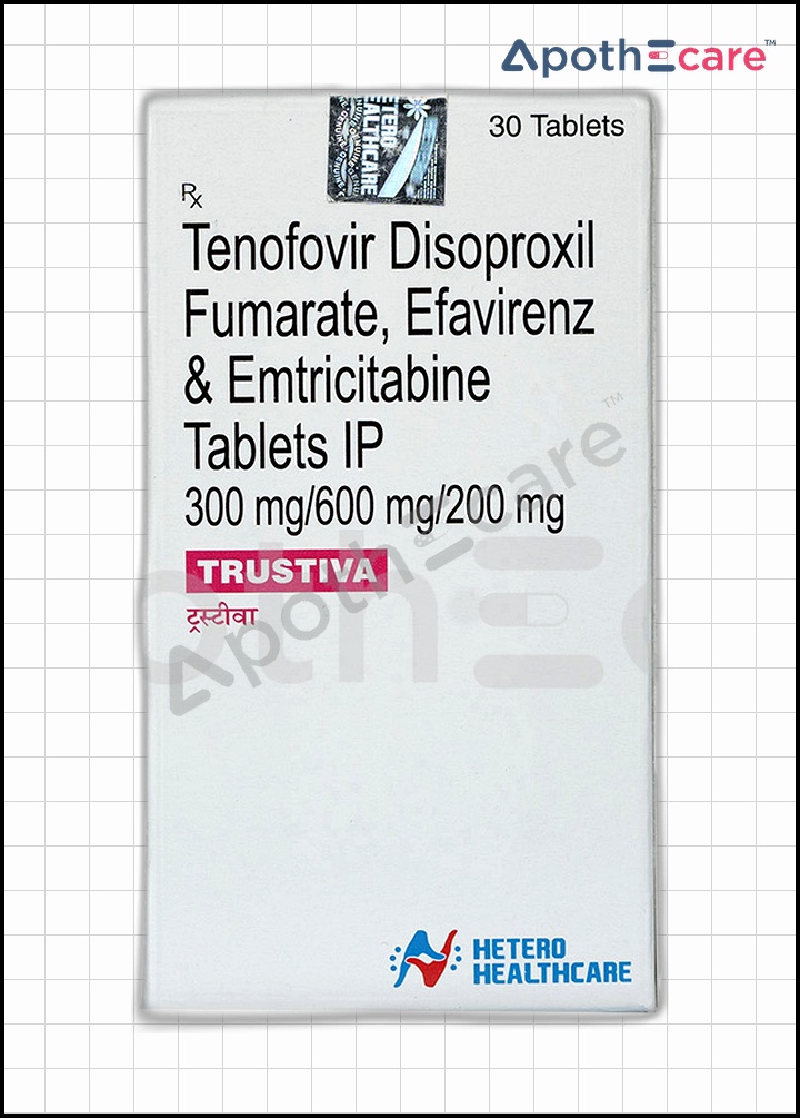 Trustiva 30 tablets, used in the treatment of HIV infections.