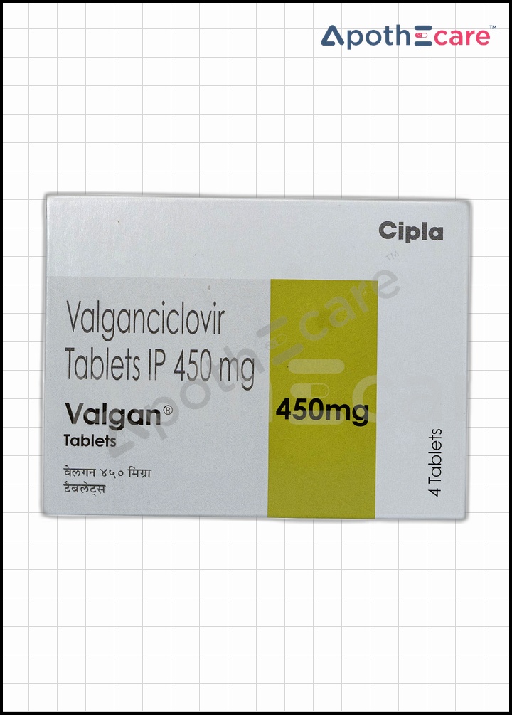Valgan 450mg Tablet, used to treat cytomegalovirus infections.