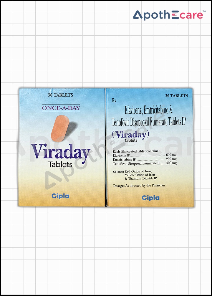 Viraday 30 Tablet, a combination tablet used for treating HIV.