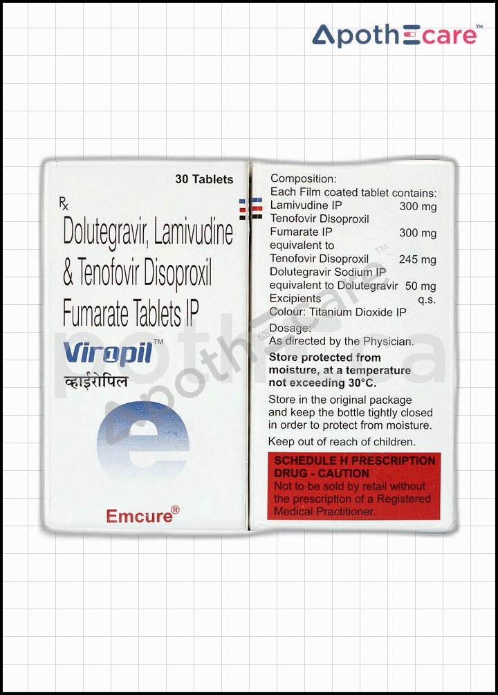 Viropil 30 tablets, used for HIV treatment.