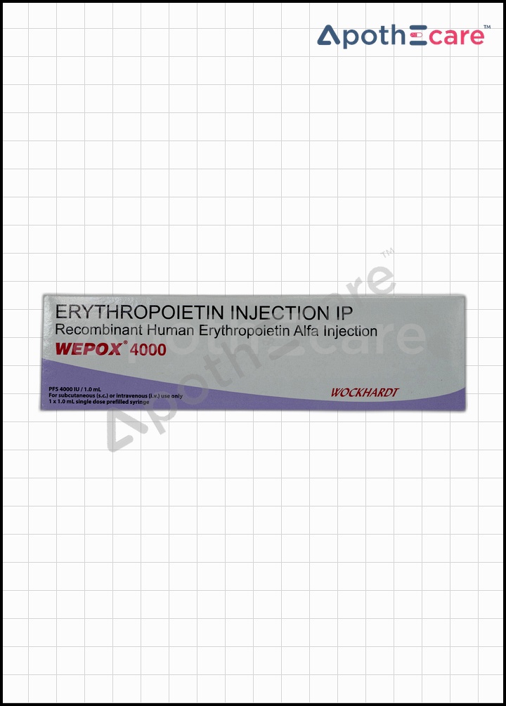 Wepox 4000 IU Injection, It primarily serves to treat anemia.
