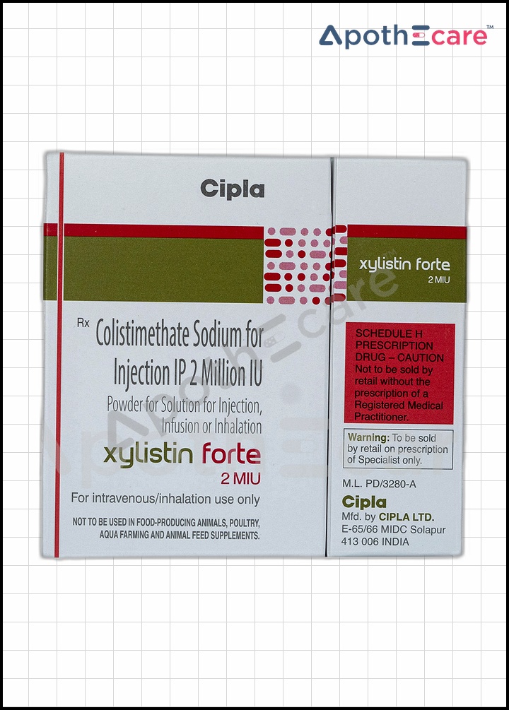 Xylistin Forte 2MIU Injection, an antibiotic used to treat severe bacterial infections.