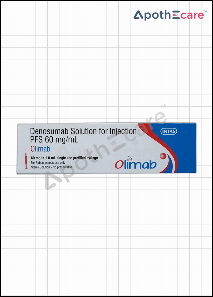 Olimab 60mg Injection, a monoclonal antibody used in the treatment of bone-related conditions.
