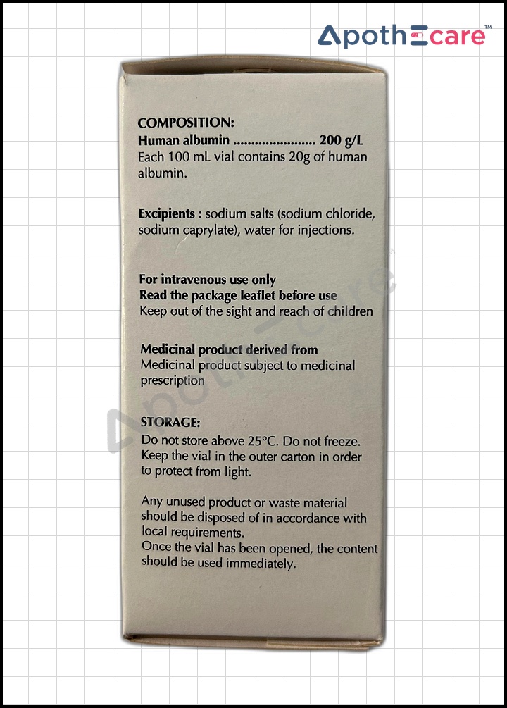 Albumax 20% Infusion, It is used to treat low blood albumin levels and blood volume loss from trauma, hemorrhage, surgery, or renal dialysis