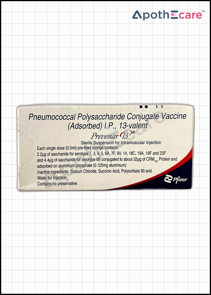 Prevenar 13 Vaccine is used to prevent infections caused by the bacterium Streptococcus pneumoniae.