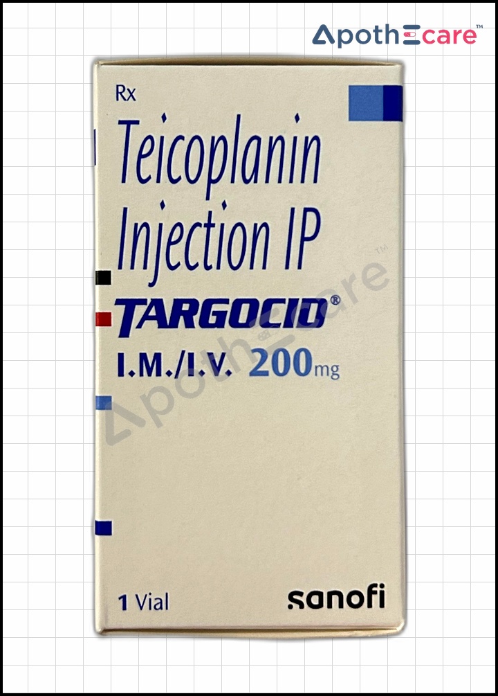 Targocid 200mg Injection, an antibiotic used to treat a wide range of bacterial infections.
