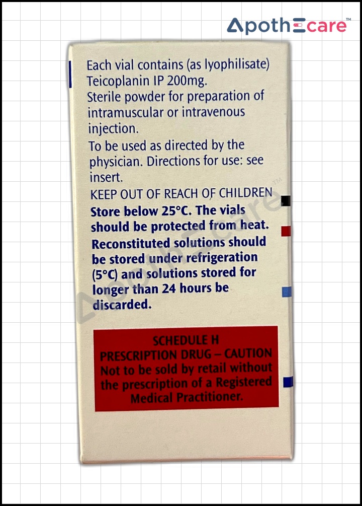 Targocid 200mg Injection, an antibiotic used to treat a wide range of bacterial infections.