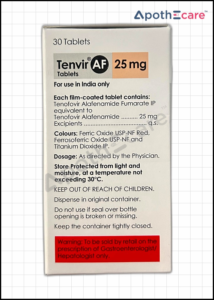 Tenvir AF 25mg Tablet, is used for the treatment of chronic hepatitis B and HIV infection.