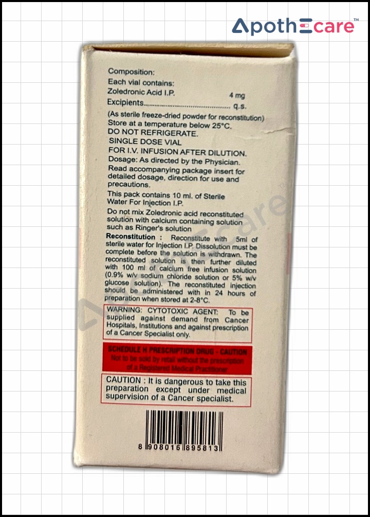 Zoltero 4mg Injection, are used to treat or prevent osteoporosis caused by steroid usage or menopause