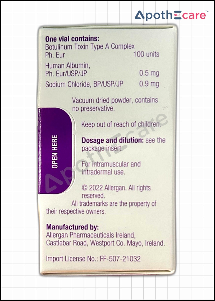 Botox 100 IU Injection, It is widely used for both medical and cosmetic purposes.